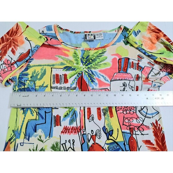 Take Two Clothing Women's Large Top Boho Tropical Southern Cityscape Print - Picture 5 of 7